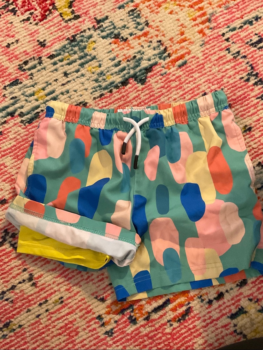 Kids' Color-Block Swim Trunks in Teal Multicolor